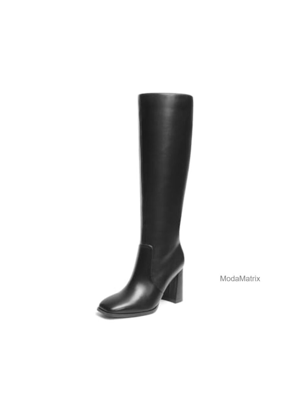 Knee High Square Toe Heel Boots Faux Leather